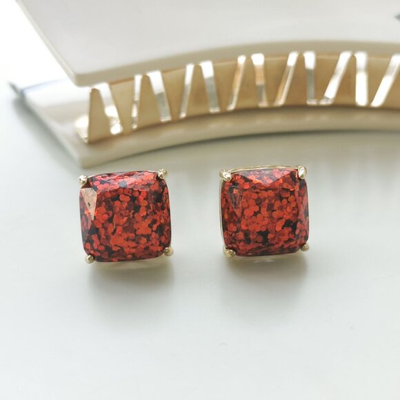 Alicia Bonnie Sugarcube Red Red Glitter Earrings - Picture 1 of 4